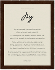 Joy Word of Intention Framed print 60x80 cm / 24x32″ Dark wood frame Linen paper