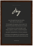 Joy Word of Intention Framed print 21x29.7 cm / 8x12" Dark wood frame Carbon paper