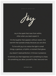 Joy Word of Intention Framed print 21x29.7 cm / 8x12" White frame Carbon paper
