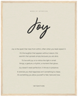 Joy Word of Intention Framed print 40x50 cm / 16x20″ Wood frame Linen paper
