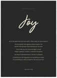 Joy Word of Intention Framed print 50x70 cm / 20x28″ Black frame Carbon paper