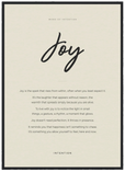Joy Word of Intention Framed print 50x70 cm / 20x28″ Black frame Linen paper