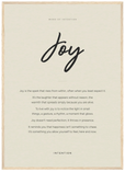 Joy Word of Intention Framed print 50x70 cm / 20x28″ Wood frame Linen paper
