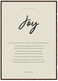 Joy Word of Intention Framed print A1 (59.4 x 84.1 cm) Dark wood frame Linen paper