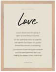 Love Word of Intention Framed print 30x40 cm / 12x16″ Wood frame Linen paper