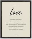 Love Word of Intention Framed print 40x50 cm / 16x20″ Black frame Linen paper