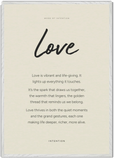 Love Word of Intention Framed print 70x100 cm / 28x40″ White frame Linen paper