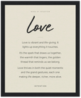 Love Word of Intention Framed print 40x50 cm / 16x20″ Black frame Linen paper