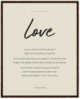 Love Word of Intention Framed print 40x50 cm / 16x20″ Dark wood frame Linen paper