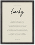 Lucky Word of Intention Framed print 30x40 cm / 12x16″ Black frame Linen paper