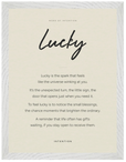 Lucky Word of Intention Framed print 30x40 cm / 12x16″ White frame Linen paper