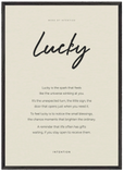 Lucky Word of Intention Framed print A1 (59.4 x 84.1 cm) Black frame Linen paper