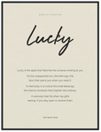 Lucky Word of Intention Framed print 60x80 cm / 24x32″ Black frame Linen paper