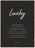 Lucky Word of Intention Framed print 13x18 cm / 5x7″ Dark wood frame Carbon paper