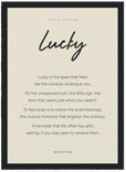 Lucky Word of Intention Framed print 21x29.7 cm / 8x12" Black frame Linen paper