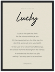 Lucky Word of Intention Framed print 30x40 cm / 12x16″ Black frame Linen paper