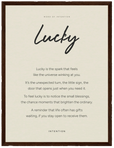 Lucky Word of Intention Framed print 30x40 cm / 12x16″ Dark wood frame Linen paper