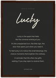 Lucky Word of Intention Framed print A3 (29.7 x 42 cm) Dark wood frame Carbon paper