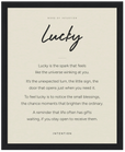 Lucky Word of Intention Framed print 40x50 cm / 16x20″ Black frame Linen paper