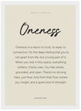 Oneness Word of Intention Framed print 21x29.7 cm / 8x12" White frame Linen paper