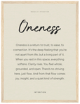 Oneness Word of Intention Framed print 30x40 cm / 12x16″ Wood frame Linen paper