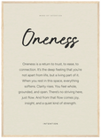 Oneness Word of Intention Framed print 50x70 cm / 20x28″ Wood frame Linen paper