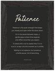 Patience Word of Intention Framed print 13x18 cm / 5x7″ Black frame Carbon paper