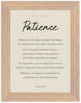 Patience Word of Intention Framed print 13x18 cm / 5x7″ Wood frame Linen paper