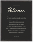Patience Word of Intention Framed print 30x40 cm / 12x16″ Black frame Carbon paper