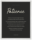 Patience Word of Intention Framed print 40x50 cm / 16x20″ White frame Carbon paper