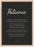 Patience Word of Intention Framed print A2 (42 x 59.4 cm) Wood frame Carbon paper