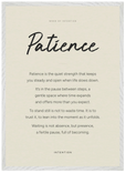Patience Word of Intention Framed print 50x70 cm / 20x28″ White frame Linen paper