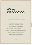 Patience Word of Intention Framed print A1 (59.4 x 84.1 cm) Wood frame Linen paper