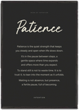 Patience Word of Intention Framed print 70x100 cm / 28x40″ Black frame Carbon paper