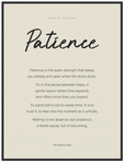 Patience Word of Intention Framed print 60x80 cm / 24x32″ Black frame Linen paper
