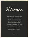 Patience Word of Intention Framed print 60x80 cm / 24x32″ Wood frame Carbon paper