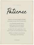Patience Word of Intention Framed print 60x80 cm / 24x32″ Wood frame Linen paper
