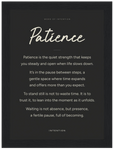 Patience Word of Intention Framed print 13x18 cm / 5x7″ Black frame Carbon paper