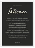 Patience Word of Intention Framed print 21x29.7 cm / 8x12" White frame Carbon paper