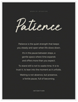Patience Word of Intention Framed print 30x40 cm / 12x16″ White frame Carbon paper