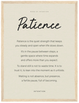 Patience Word of Intention Framed print 30x40 cm / 12x16″ Wood frame Linen paper