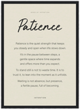 Patience Word of Intention Framed print A3 (29.7 x 42 cm) Black frame Linen paper