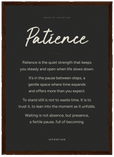 Patience Word of Intention Framed print A3 (29.7 x 42 cm) Dark wood frame Carbon paper