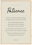 Patience Word of Intention Framed print A3 (29.7 x 42 cm) Wood frame Linen paper