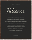 Patience Word of Intention Framed print 40x50 cm / 16x20″ Dark wood frame Carbon paper