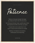 Patience Word of Intention Framed print 40x50 cm / 16x20″ Wood frame Carbon paper