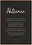 Patience Word of Intention Framed print A2 (42 x 59.4 cm) Dark wood frame Carbon paper
