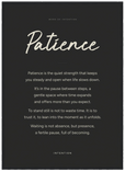 Patience Word of Intention Framed print 50x70 cm / 20x28″ Black frame Carbon paper
