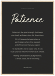Patience Word of Intention Framed print 50x70 cm / 20x28″ Wood frame Carbon paper