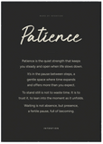Patience Word of Intention Framed print A1 (59.4 x 84.1 cm) Black frame Carbon paper